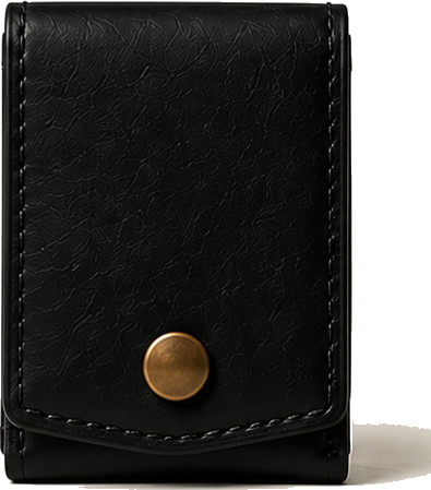 The Field Wallet in Black leather, closed